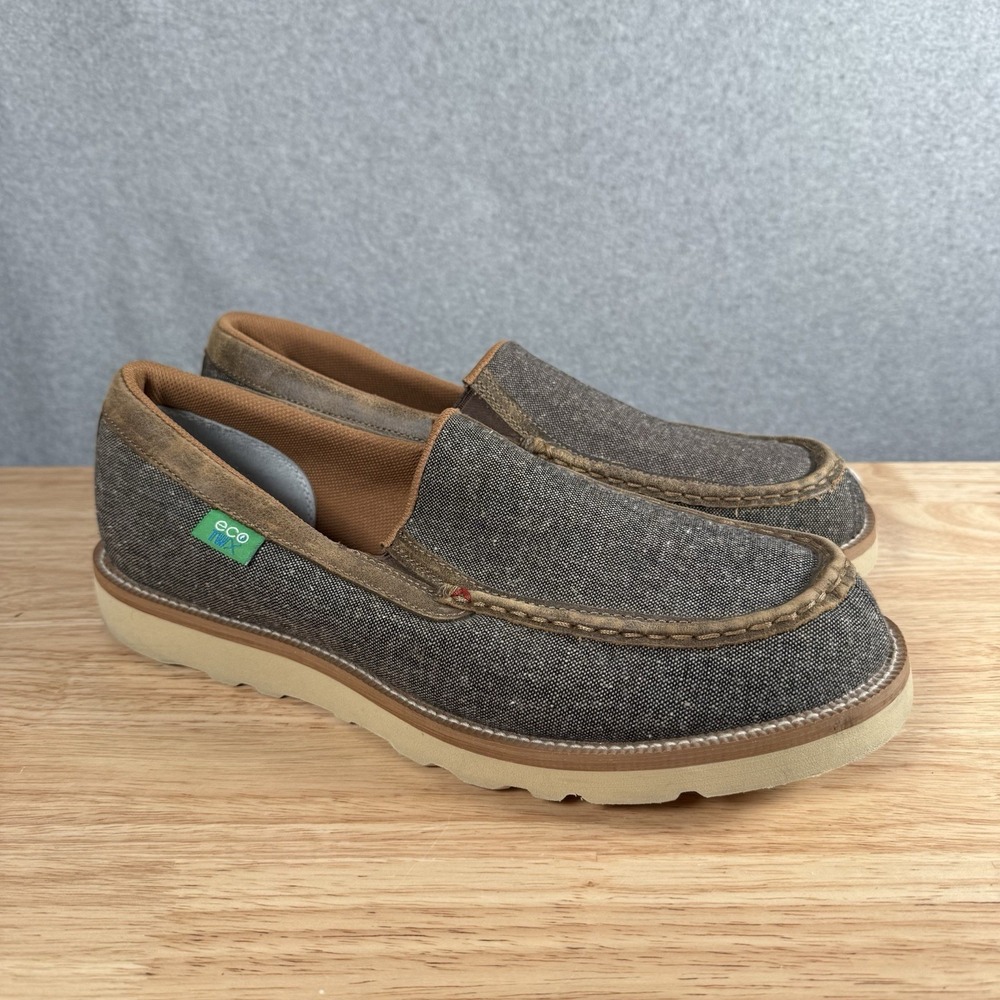 Twisted X men's Moc Toe Slip On Dust Eco Tweed Leather Loafer 13 No Insoles